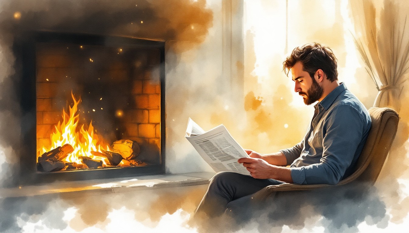 Fireside Rocking Chair Reading Free Fireside Reading Moment Image - Watercolor, Fireplace, Reading ...