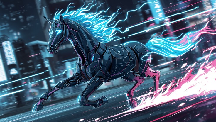 サイバーパンクな電気の馬の画像をダウンロード - サイバーパンク