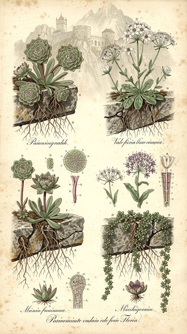Free Alpine Fortress Flora Image - Botanical, Illustration, Alpine ...