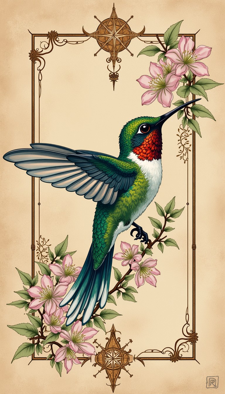 Hummingbird Frame Image Free Framed Hummingbird Illustration Image - Hummingbird, Botanical ...