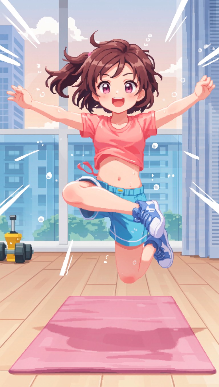 Free Chibi Workout Jump Image - Pixel, Chibi, Anime | Download at StockCake