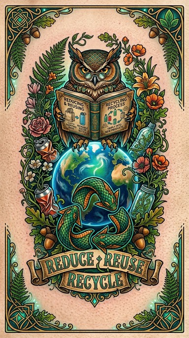 Free Ecological Wisdom Illustrated Image - Owl, Recycling, Earth ...