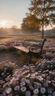 Solitude Setting Bench Free Peaceful Evening Solitude Image - Bench, Sunset, Asters | Download ...