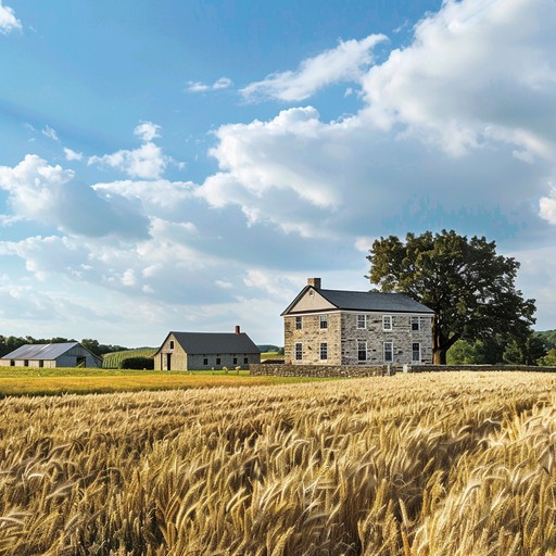 Download Rural Farmhouse View Image - Farmhouse, Wheat, Field | StockCake