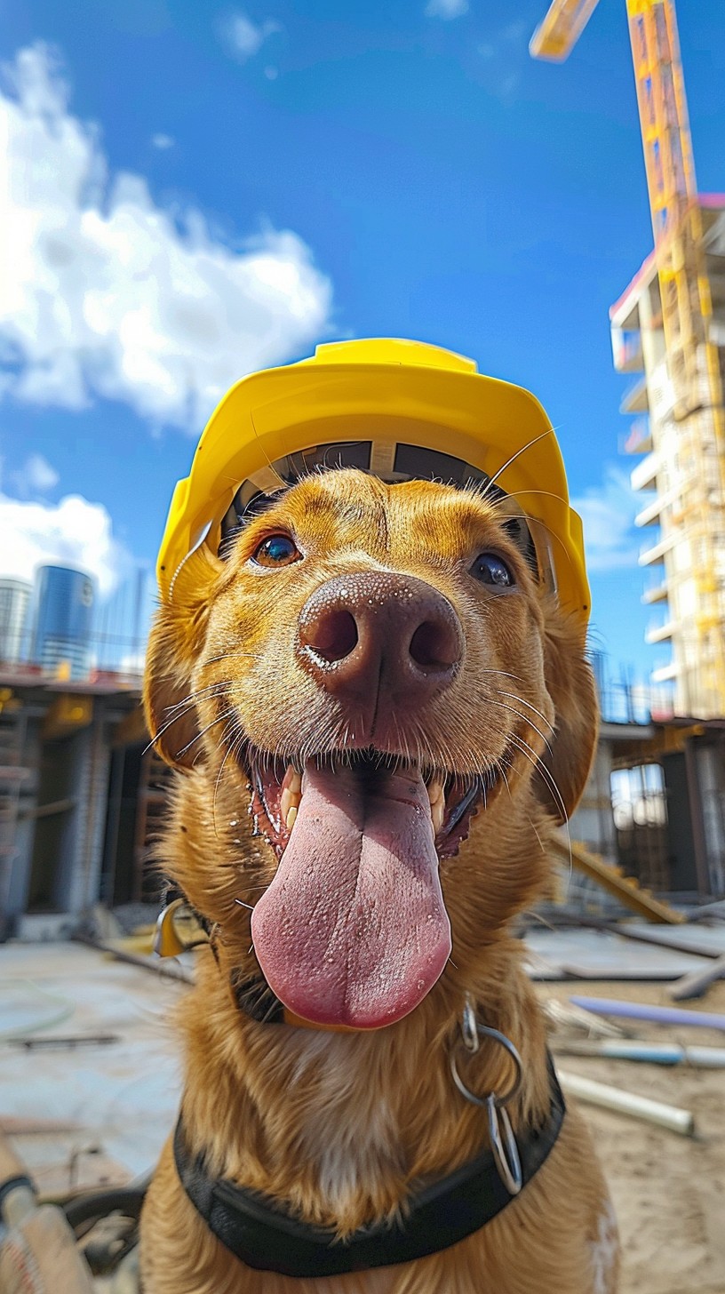 Free Happy Construction Dog Image - Dog, Construction, Hardhat ...