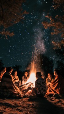 Free Starry Campfire Gathering Image - Campfire, Stars, Friends ...