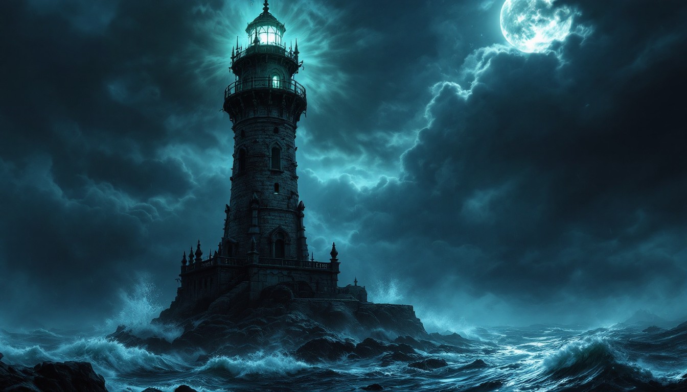 Grotesque Lighthouse Free Moonlit Gothic Lighthouse Image - Lighthouse, Gothic, Stormy ...