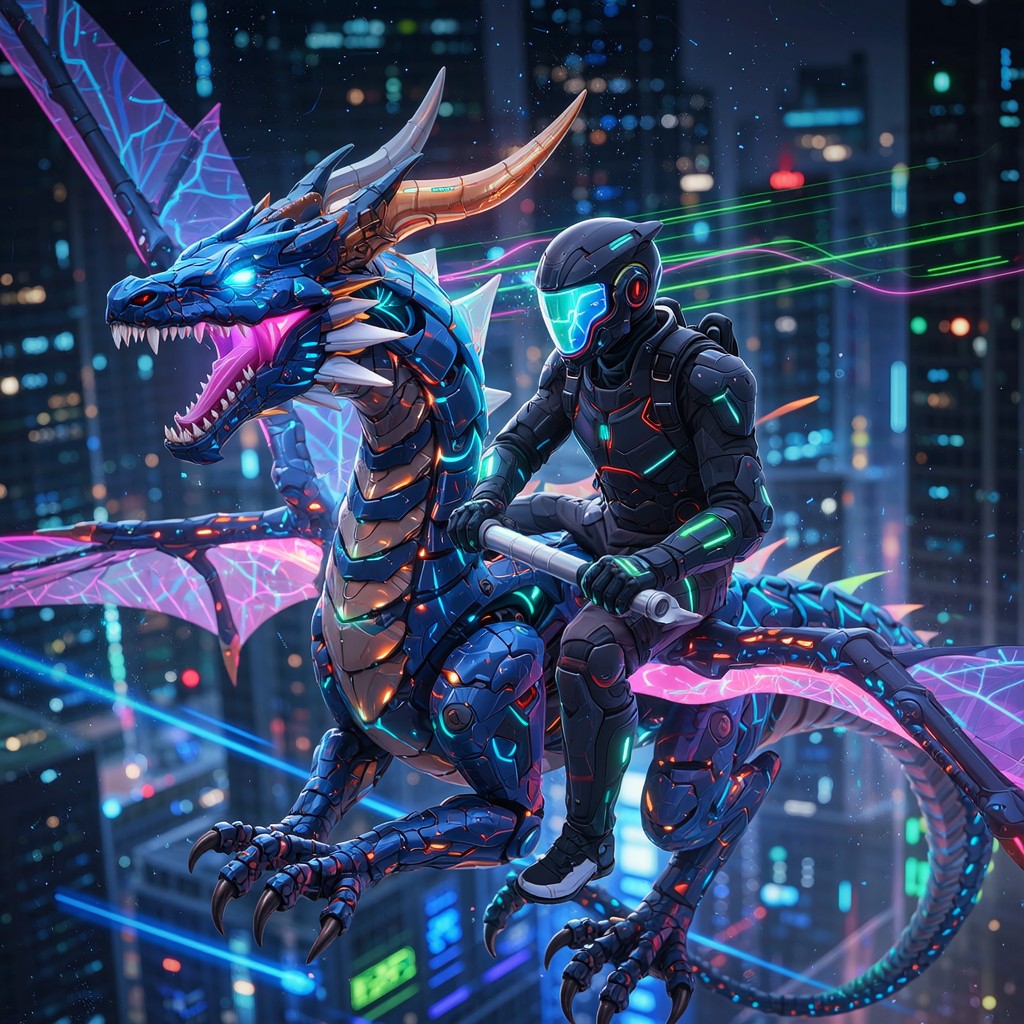 Free Cyber Dragon Flight Image - Cyberpunk, Dragon, Futuristic ...