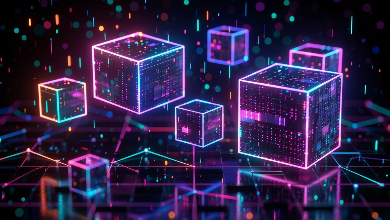 Free Neon Pixel Cubes Image - Cyberpunk, Neon, Pixel | Download at ...