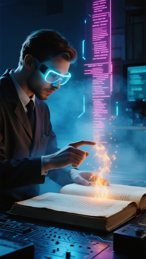 Technology Enhanced Wisdom Informatics Free Future Meets Past Image - Holographic, Futuristic, Paleontology ...