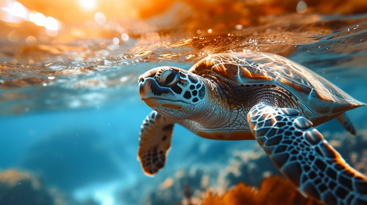 Turtle Ripples Free Serene Turtle Swim Image - Turtle, Sea, Ocean | Download at StockCake