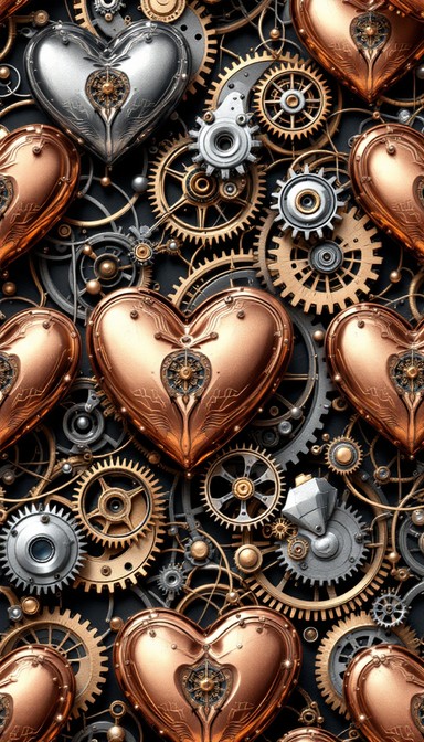 Free Steampunk Heart Pattern Image - Steampunk, Mechanical, Hearts ...