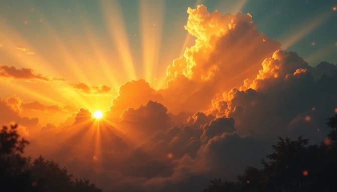 Golden Radiating Sun Free Radiant Golden Sunset Image | Download at StockCake