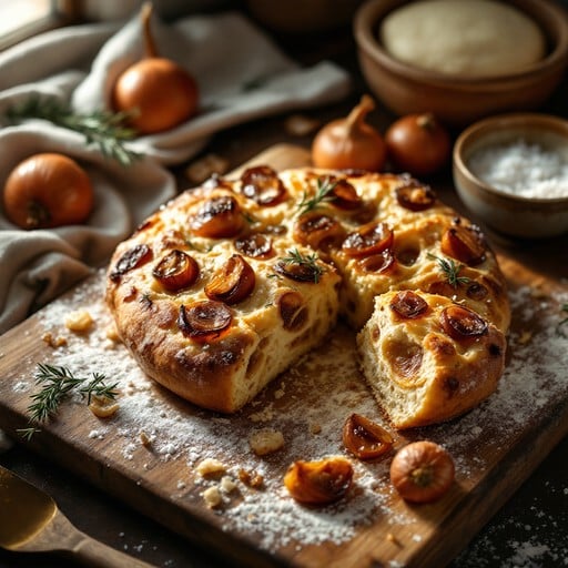Free Caramelized Onion Focaccia Image - Focaccia, Bread, Baking ...