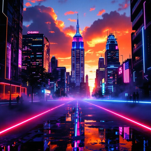 Sunset Image Neon Free Neon Sunset Portal Image - Cyberpunk, Sunset, Neon | Download at ...