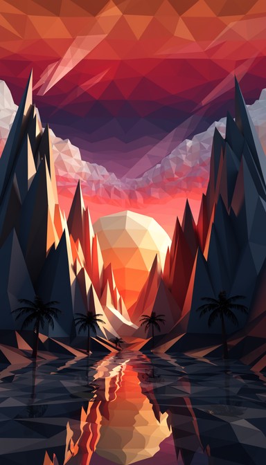 Free Geometric Beach Paradise Image - Low-poly, Beach, 3d | Download at ...