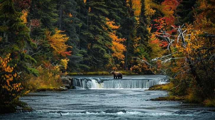 free-bear-on-waterfall-image-bear-waterfall-mountains-download-at