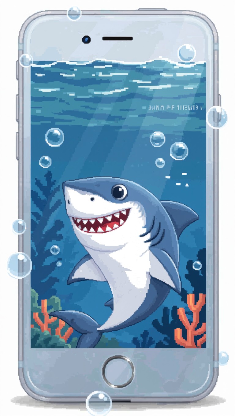 Shark Using Phone Free Smartphone Ocean Shark Photo - Shark, Cartoon, Ocean | Download at ...
