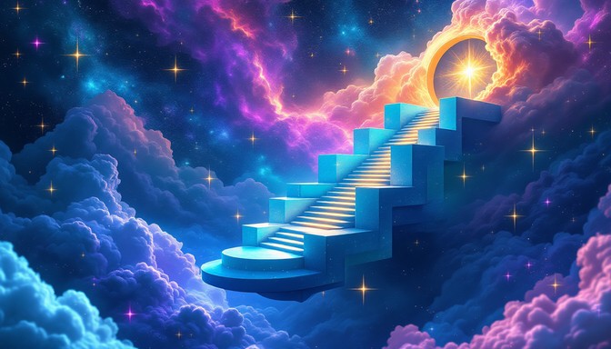 Star Platform Rising Free Cosmic Stairway Ascends Image - Cosmic, Staircase, Space ...