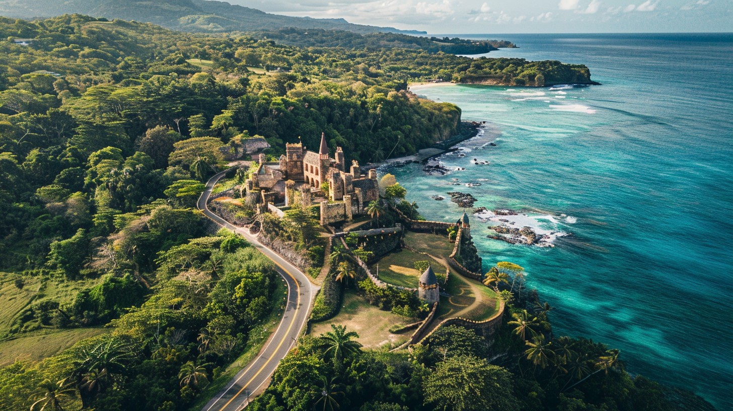 Free Coastal Castle View Image - Aerial, Castle, Coastline | Download ...