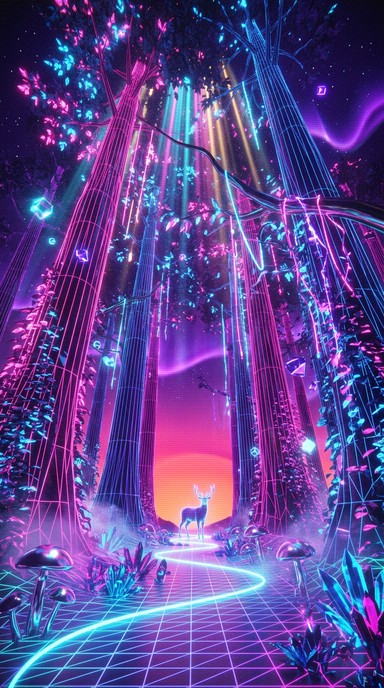 Free Neon Forest Dreams Image - Synthwave, Neon, Forest | Download at ...