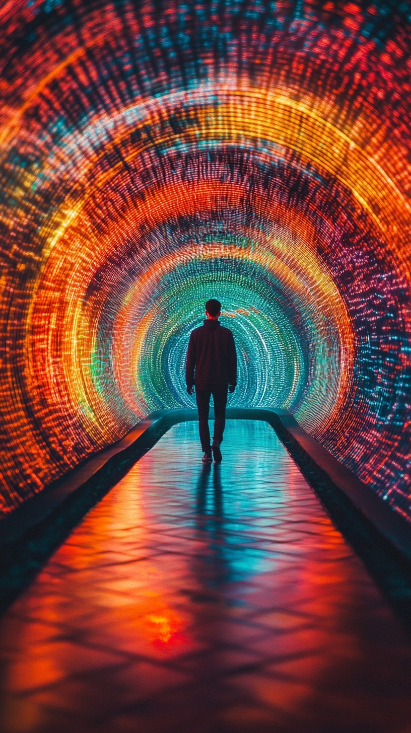 Free Man in Lights Image - Man, Tunnel, Lights | Download at StockCake