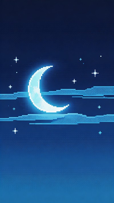 Free Blue Moon Dreams Image - Moon, Crescent, Pixel | Download at StockCake