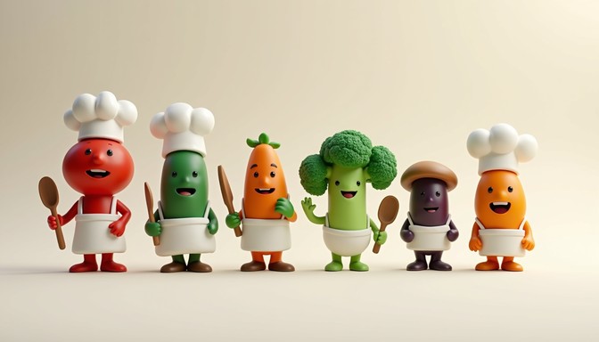 Vegetable Chef Rolesrom Free Veggie chef lineup Image - Vegetables, Chefs, Anthropomorphic ...
