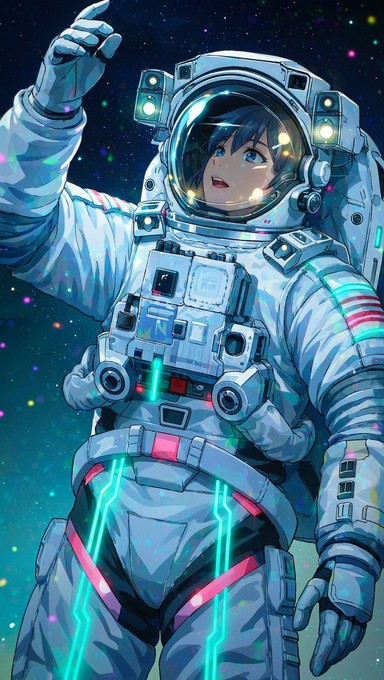 Futuristic astronaut in a cyberpunk spacesuit with glowing cyan ...