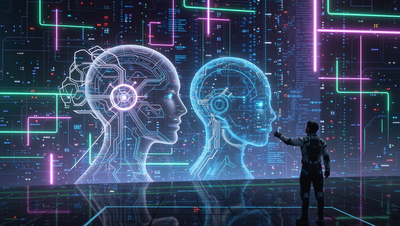 Human Meets Ai Vector Free Human Meets AI Image - Cyberpunk, Futuristic, Hologram | Download ...