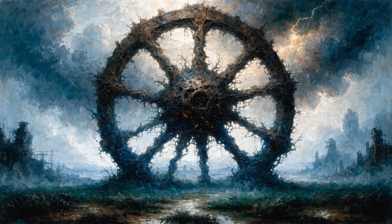 Free Ancient Wheel Monument Image - Wheel, Painting, Twilight ...