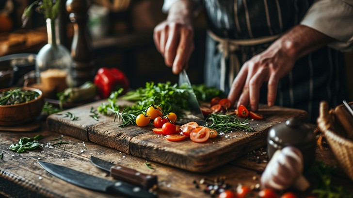 Free Culinary Preparation Scene Image - Cooking, Chef, Vegetables ...