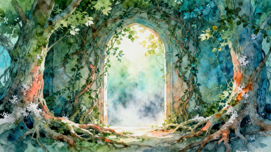 Dripping Realm Free Nature's Mystic Portal Image - Portal, Watercolor, Forest ...