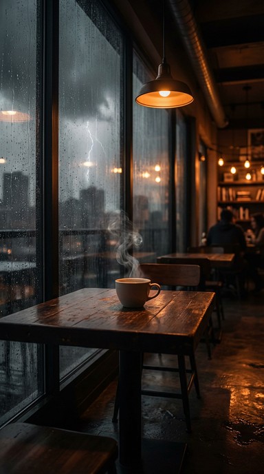 Free Rainy Cafe Solitude Image - Cafe, Coffee, Rain | Download at StockCake