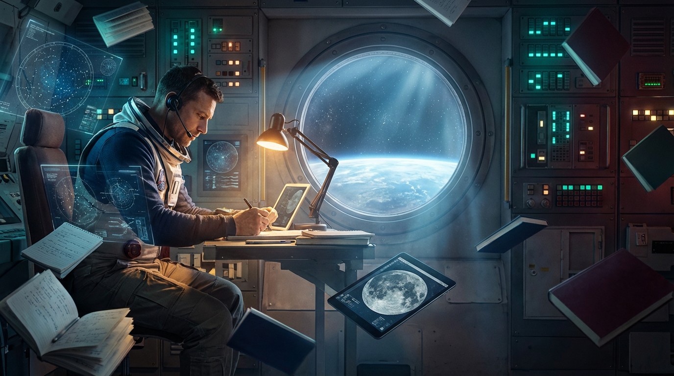 Free Space Study Session Image - Astronaut, Space, Studying | Download ...
