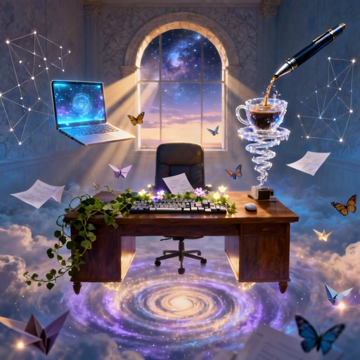 Fanatsy Desk Free Floating Desk Dreamscape Image - Surreal, Sunset, Office ...