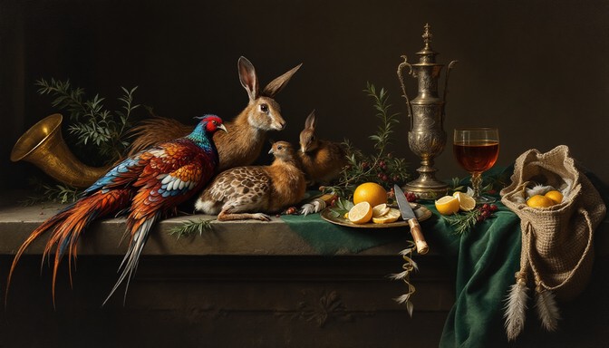 Hunting Renaissance Scene Free Opulent Hunting Display Image - Painting, Hunting, Pheasant ...