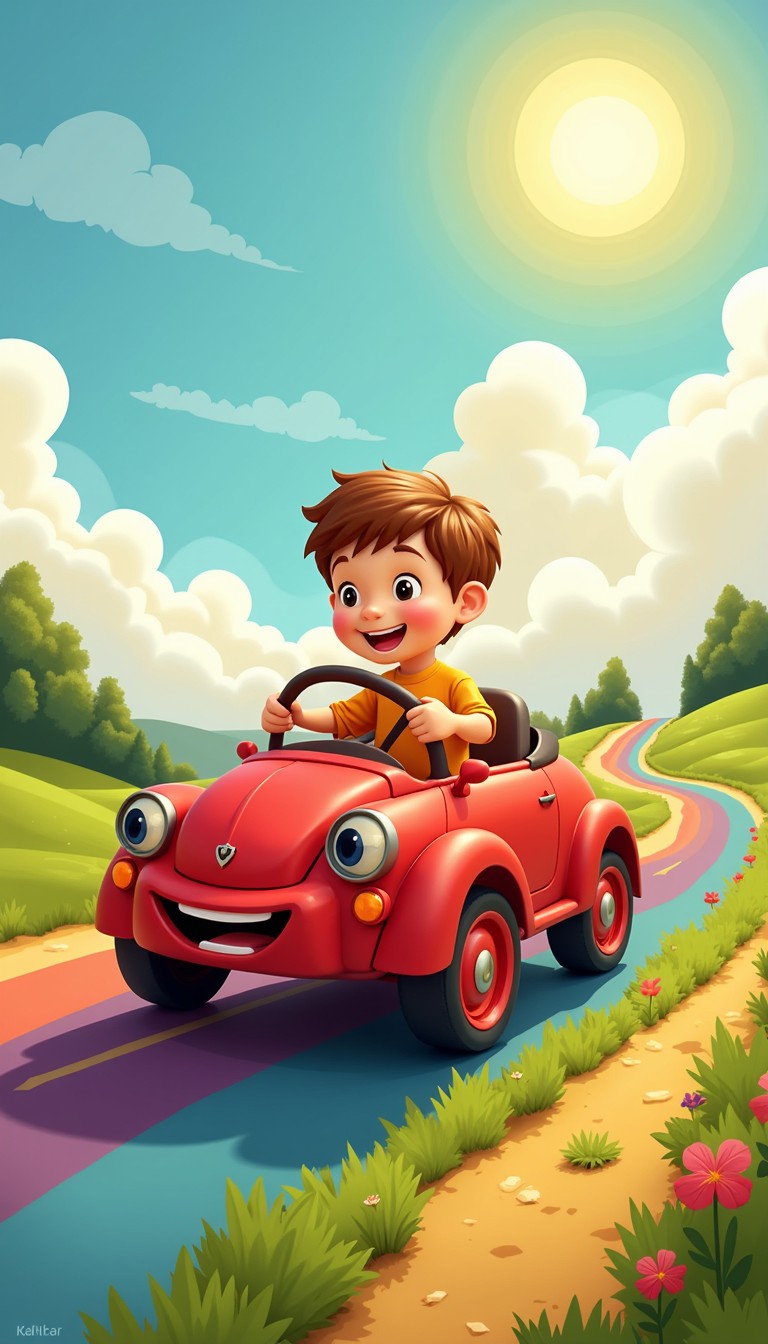 Free Joyride Through Sunshine Image - Cartoon, Boy, Car | Download at ...