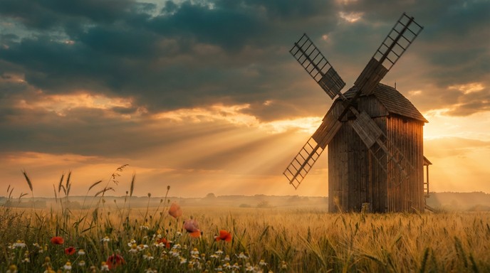 Free Majestic Windmill Standing Image - Windmill, Wheat, Sky | Download ...