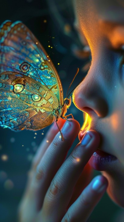 Free Butterfly Illuminating Face Image - Butterfly, Woman, Glow ...