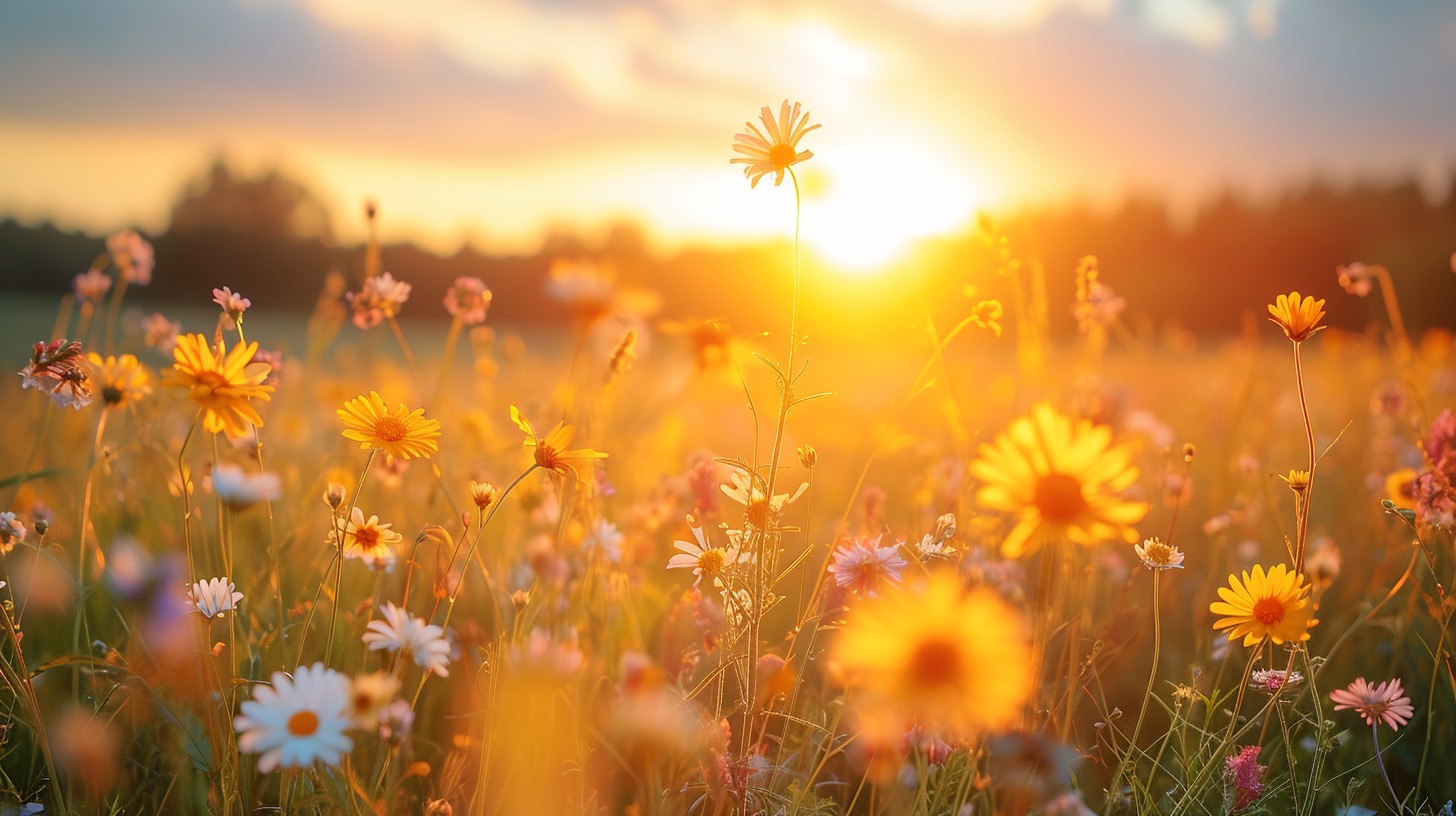 Free Sunset Flower Field Image - Sunset, Flowers, Nature | Download at ...