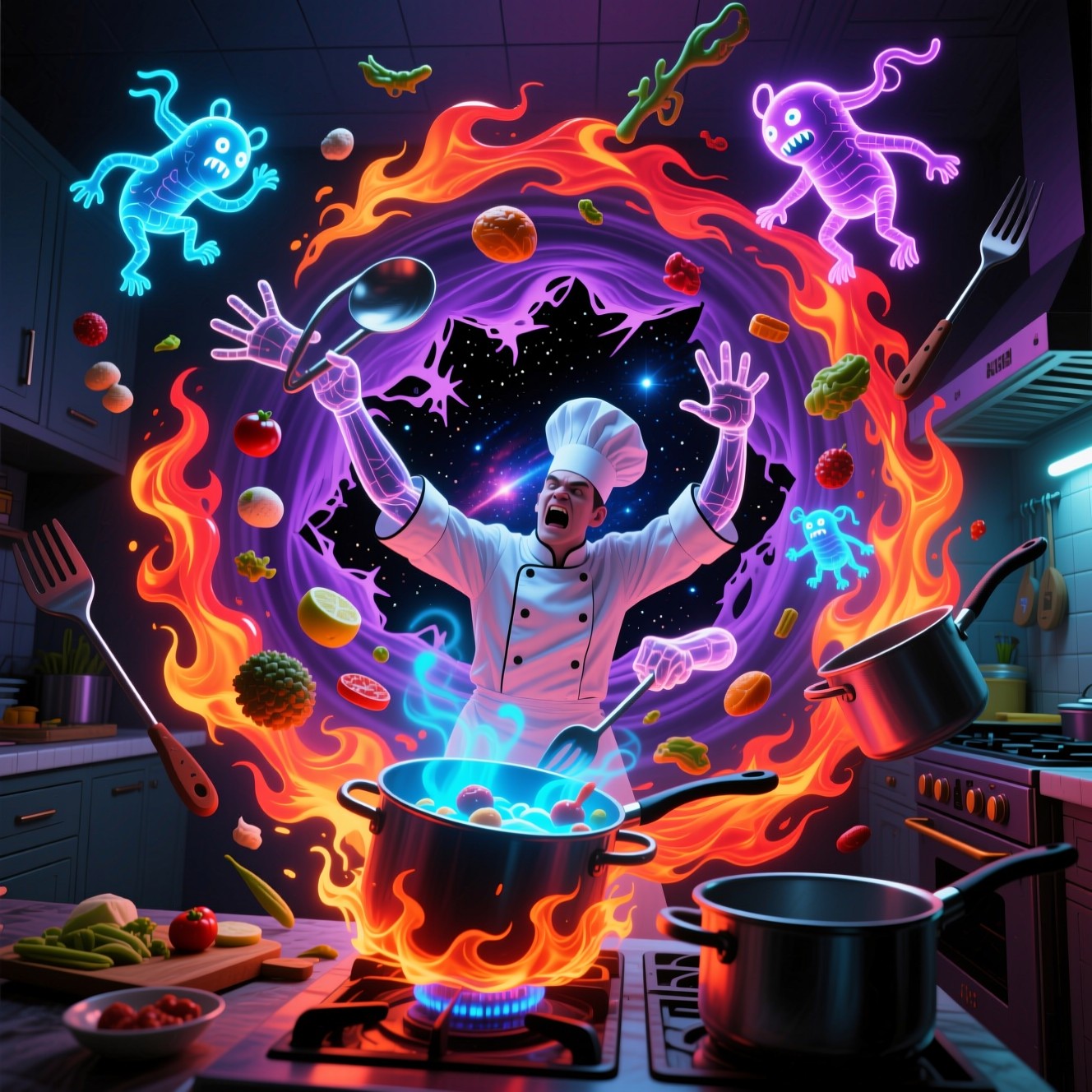 Free Cosmic Cooking Catastrophe Photo - Chef, Cooking, Chaos | Download ...