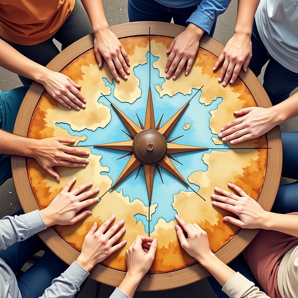 Visual Image One Shared Direction Download United by direction Image - Collaboration, Teamwork, Compass ...