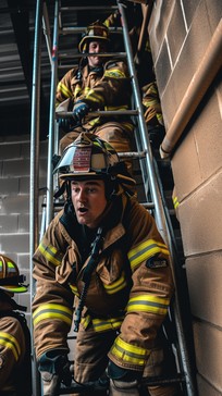 Free Firefighters Climbing Up Image - Firefighters, Training, Drill ...