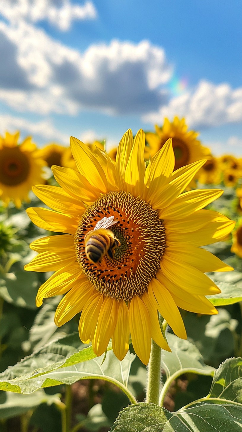 Free Sunflower with Bee Image - Sunflower, Bee, Nature | Download at ...