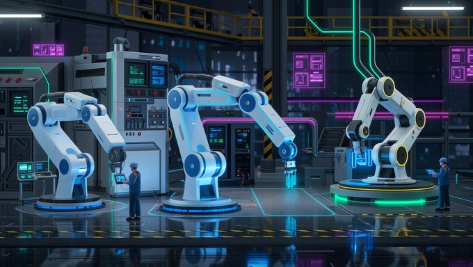 Future Tech Factory Free Future Factory Revolution Photo - Cyberpunk, Manufacturing, Robots ...