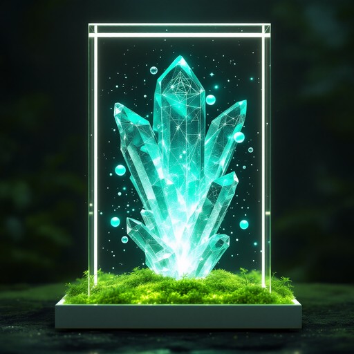 Free Glowing Crystal Display Image - Crystal, Teal, Geometric ...