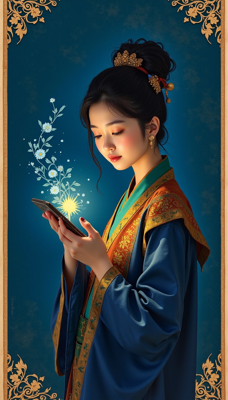 Free Tradition Meets Technology Photo Traditional Blue Luminous