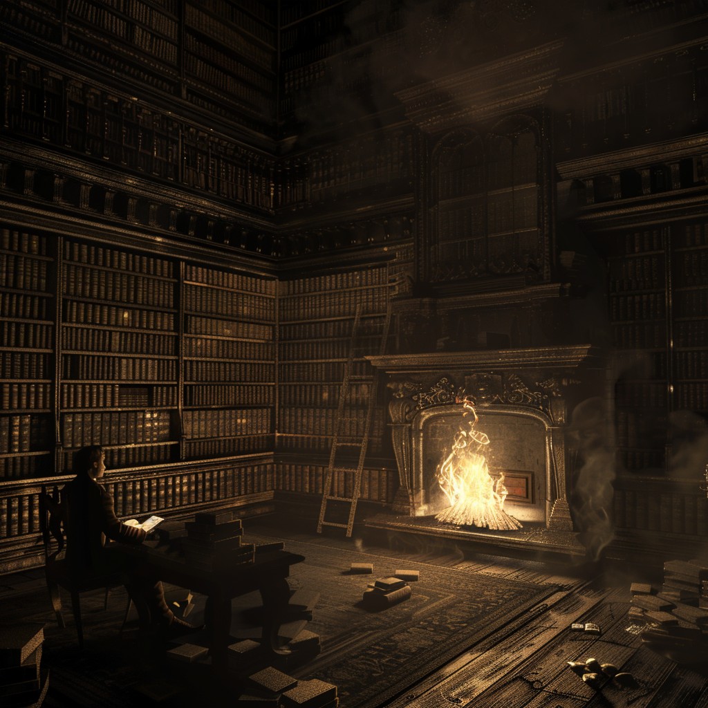 Free Cozy Library Fireplace Image - Library, Fireplace, Books ...