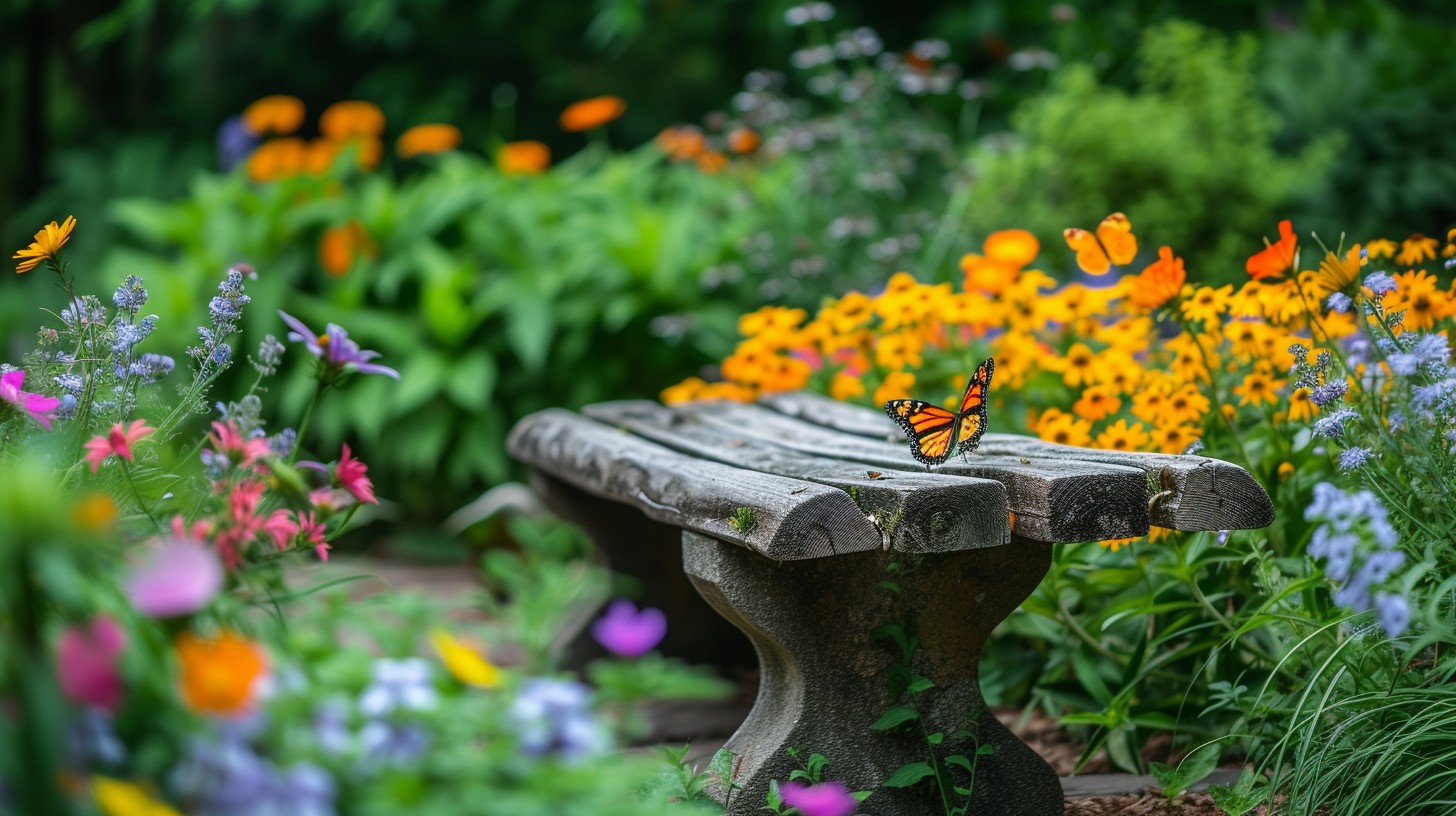 Free Butterfly Garden Rest Image - Garden, Butterfly, Bench | Download ...